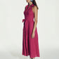 Carrie Linen Midi Dress in Berry Pink