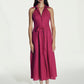 Carrie Linen Midi Dress in Berry Pink
