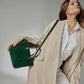 Crossbody leather bag in crocodile print - Forest Green Handbags Leandra 