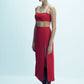 Lea Crepe Midi Skirt in Paprika Red