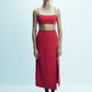Lea Crepe Midi Skirt in Paprika Red