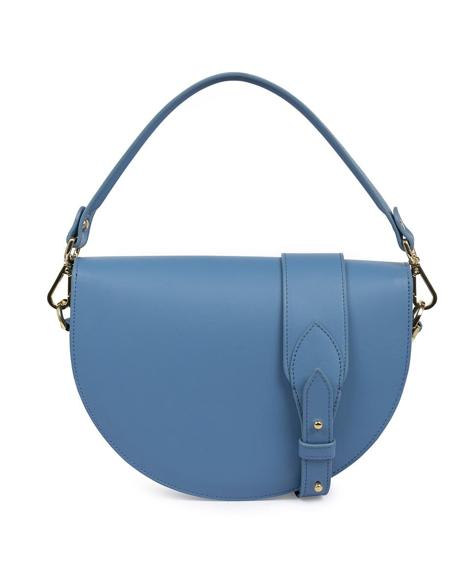 Leather Saddle bag - Baby blue Leather Leandra 