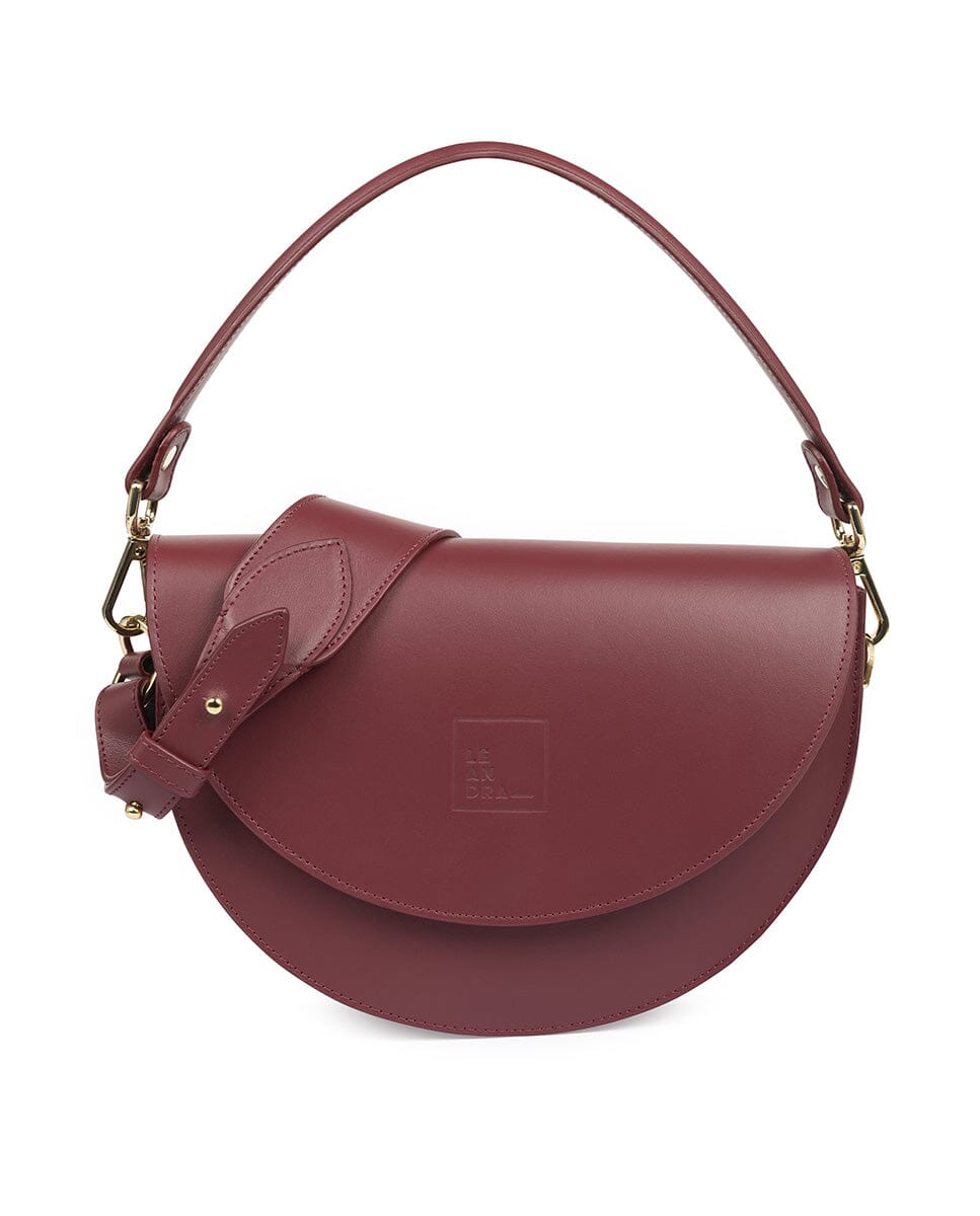 Leather Saddle bag - Burgundy Handbags Leandra 