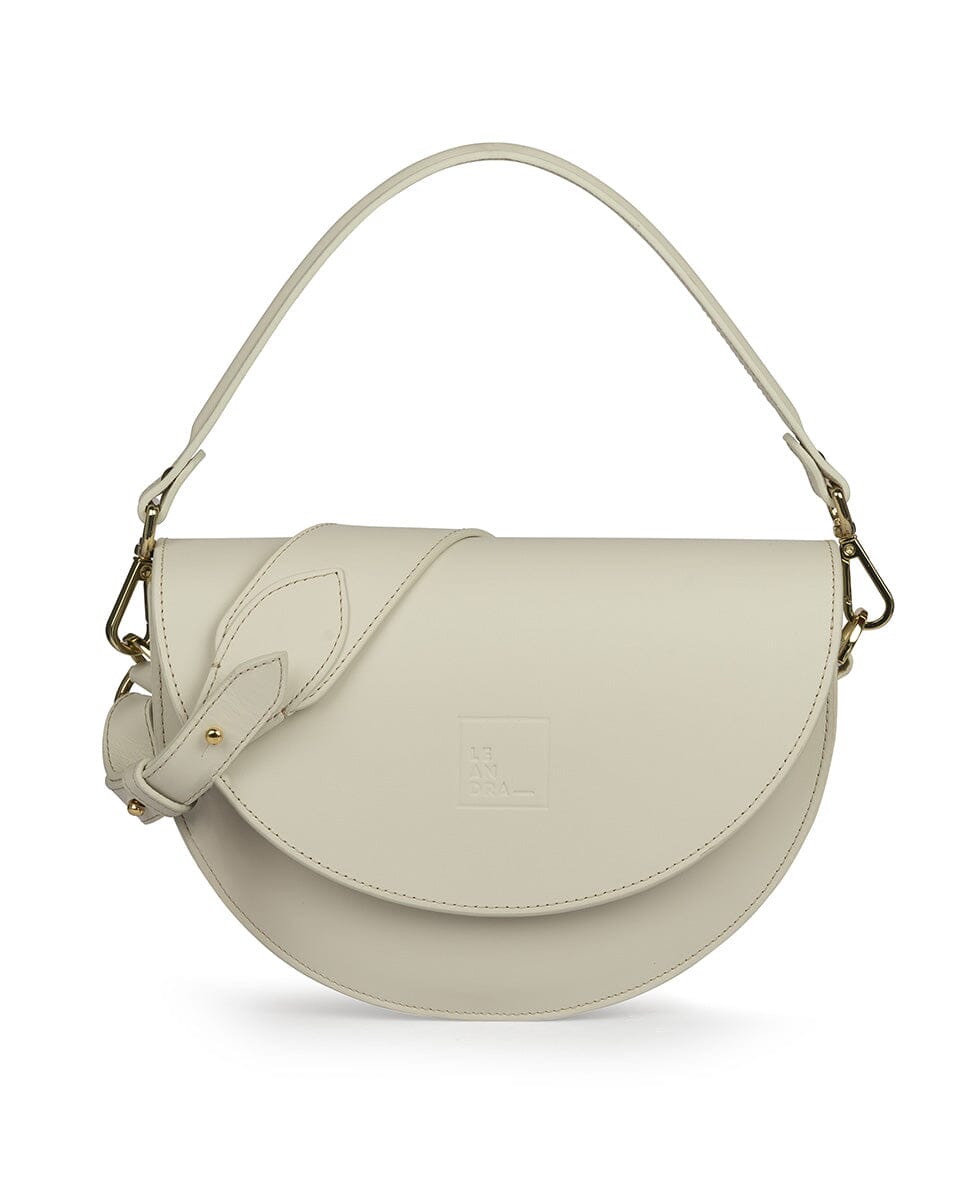 Leather Saddle bag - Cream Handbags Leandra 