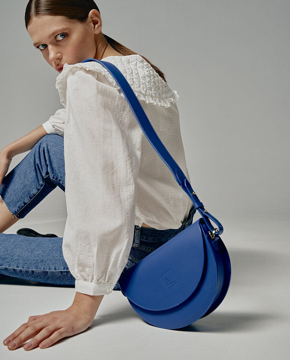 Leather Saddle bag - Electric Blue Handbags Leandra 