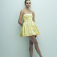 Sibby Strapless Satin Mini Dress in Marigold