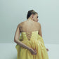 Sibby Strapless Satin Mini Dress in Marigold