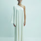 Venus One-Shoulder Satin Maxi Dress in White Swan