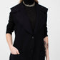 3 in 1 Trench Coat in Magee’s navy tweed & contrast black melton raw edge 100% wool