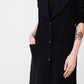 3 in 1 Trench Coat in Magee’s navy tweed & contrast black melton raw edge 100% wool